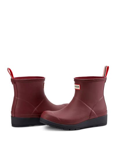 Hunter Play Women's 9M Red Round Toe Ankle Platform Short Rain Boots ZOGG4188