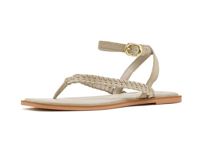 Free People Waverly Whipstitch Sandal Women 7 Sunstone Sand Suede Thong ZOGG4270