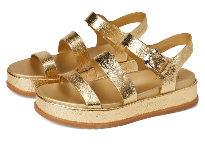 Naturalizer 27 Edit Zizi Sandals Women's 8 B Gold Ankle Strap Platform ZOGG4236