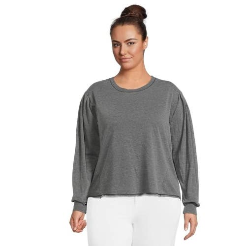 Mod-o-doc Long Pleated Sleeves Sweatshirt Womens XL Gray Crew Neck GBO4511