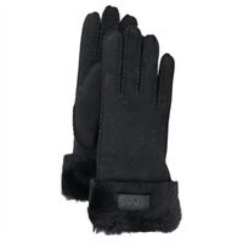 UGG Turn Cuff Gloves Womens Small Black Sheepskin Water Resistant Winter GBO4516
