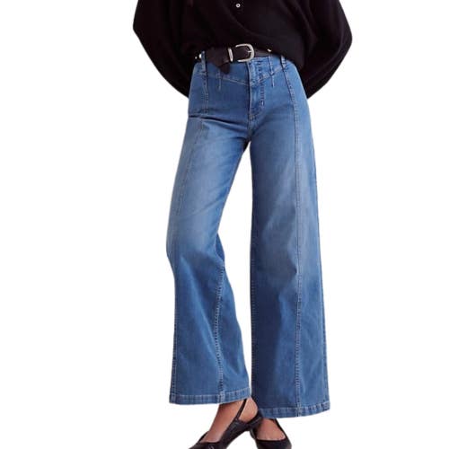 Free People We the Free Libre Wide Leg Jeans Womens 25 Blue Denim Cotton GBO4493
