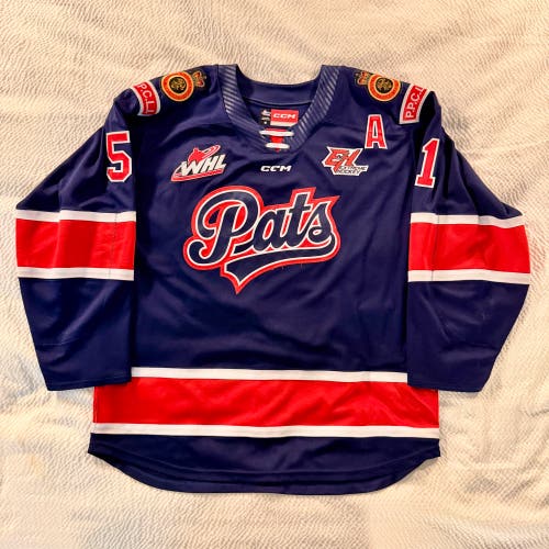 Regina Pats Game Zac Zimmerman/Jaxsin Vaughan* Worn Jersey Assistant Captain