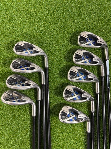 Callaway X-22 Right Handed Iron Set Regular Flex Graphite Shaft (9 Clubs) #5 - #9, PW, LW