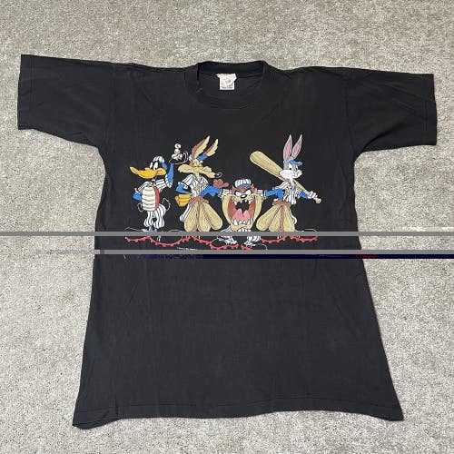 Vintage 1993 Warner Bros Baseball Looney Tunes Shirt With Back Hit Mens Medium