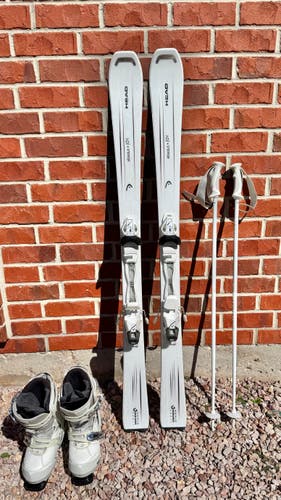 Complete Women's Ski Package: 143cm Head Skis + Apex Boots (Size 4) + 42" Salomon Poles