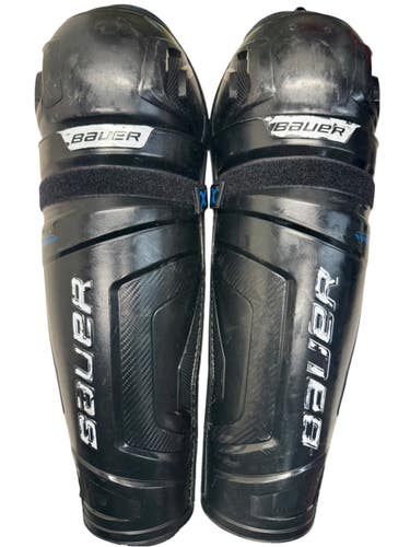Used Bauer S21 X Senior Shin Guards Black And Royal Blue 16" 11835-S000213514
