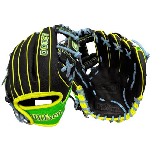 Used Wilson A2000 PF88 BB/SB Glove RH Throw Black And Neon Green 11 1/4" 11835-S000213653