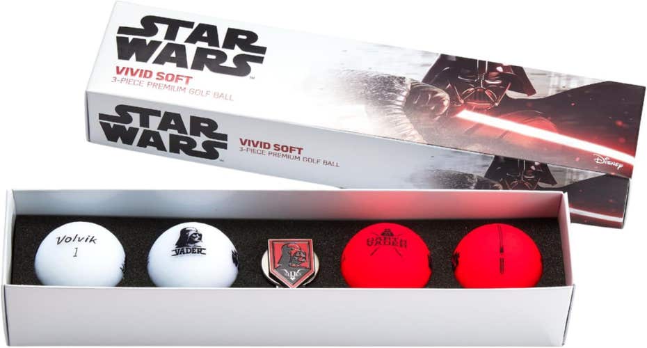 Volvik Vivid Soft Golf Balls (Darth Vader, 4pk) Gift Set NEW
