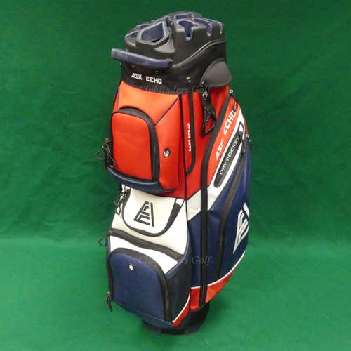 Ask Echo T-Lock 2.0 Navy/Red/White 14-Way Golf Cart Bag w/ Raincover