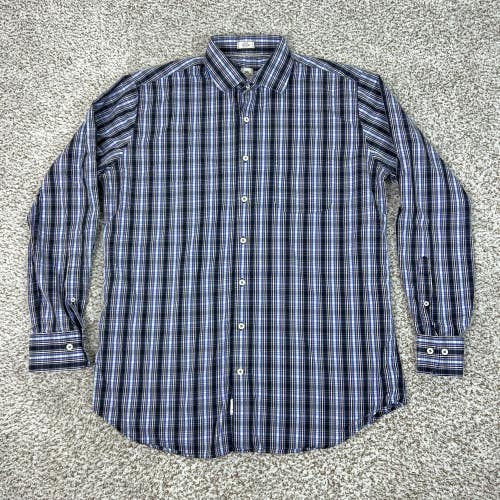 Peter Millar Shirt Mens Large Ryder Cup 2016 Blue Plaid Long Sleeve Golf Seaside