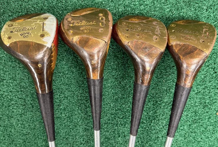 Titleist Model 90 Vintage Wood Set MRH 1-3-4-5 Woods Regular Flex Steel Shafts