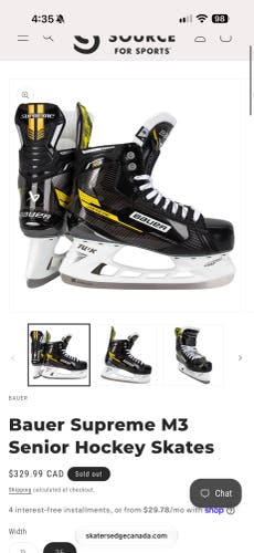 2022 Bauer Supreme M3 Hockey Skates Size 8.5 EE (Used)