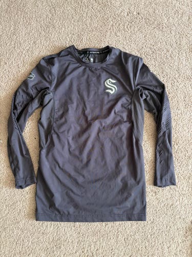NHL Seattle Kraken  Pro Stock Hockey Long Sleeve Compression Shirt W Grips Sr. Large