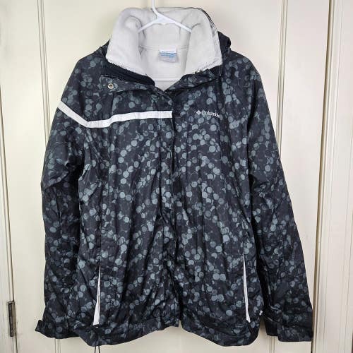 Columbia Interchange Hooded Coat Jacket Black Bubbles 3-in-1 Winter Womens: XL