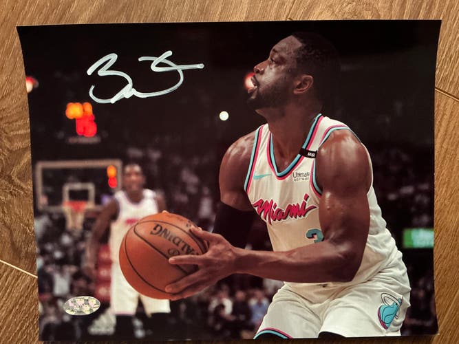Dwyane Wade Autographed Signed 8.5x11 Photo Miami Heat White Jersey Shot NBA COA