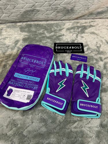 Purple Medium Bruce Bolt Bader Batting Gloves (Used)