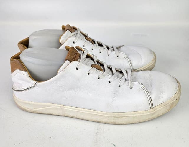 OluKai LAE'AHI LI'ILI Mens 11 Casual White Leather Shoes Drop In Heel Sneakers