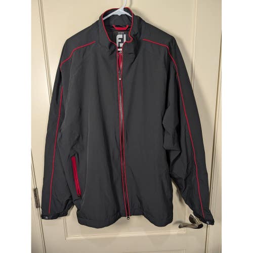 FootJoy DryJoys Tour Collection Golf Jacket Mens XL Black Red Full Zip Jacket