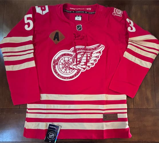 Detroit Red Wings Mortiz Seider Red Centennial 100 Years Stitched Size Medium
