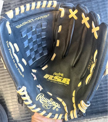 Looks New 1 Rawlings RSB Softball Glove Mens 13" Black SS13W Leather Palm Basket-Web RHT