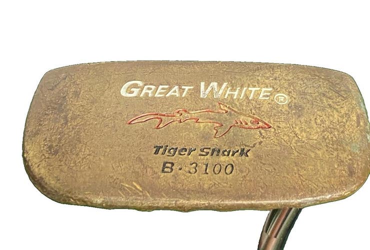 Tiger Shark B-3100 Brass Mallet Putter RH Steel 35" Great Factory Grip Nice Grip