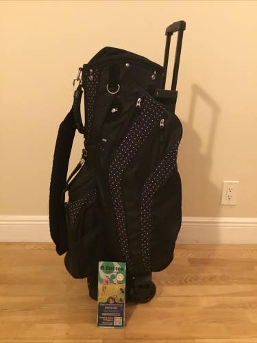 Club Champ Cart/Travel Golf Bag with Wheels, 14-way Dividers & Rain Cover VGC