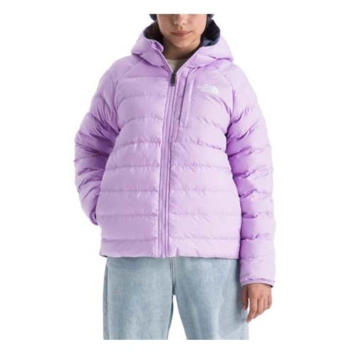 The North Face Perrito Puffer Jacket Girls Large Purple Hooded Full Zip GBO4564