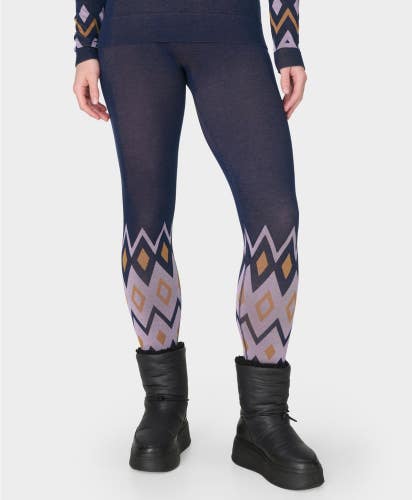 Sweaty Betty Base Layer Leggings Women's L Purple Modal Jacquard Stretch DAC277