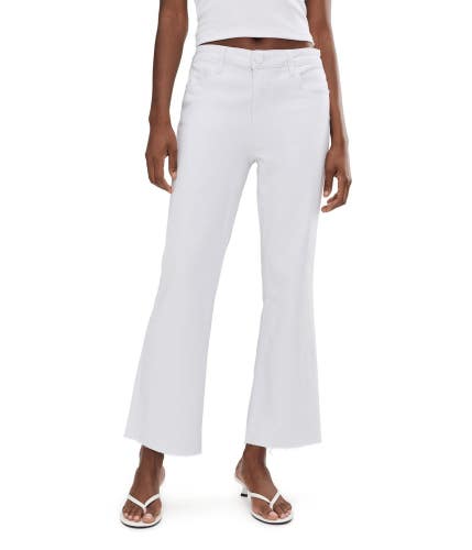 KUT from the Kloth Kelsey Ankle Flare Jeans Women 8 Optic White High-Rise DAC274