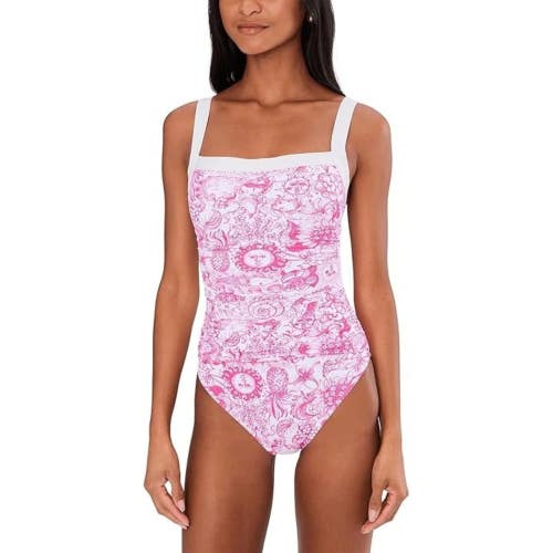 Lilly Pulitzer Keon Swimsuit Women's 6 Pink Stretch Square Neck One Piece DAC288