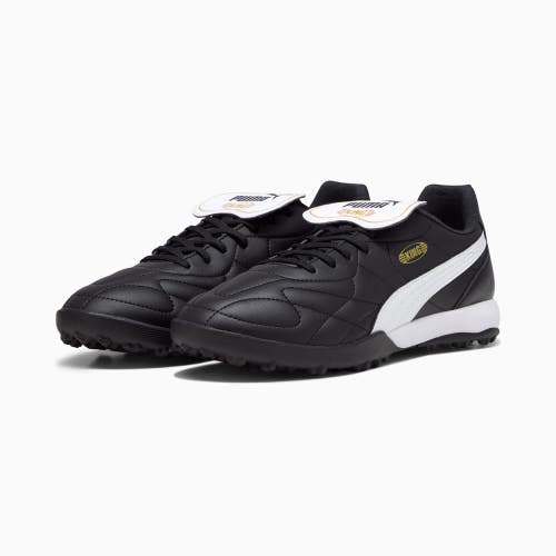 Puma King Top 107417-01 Men's 12 Black White Leather Turf Soccer Boots ZAP2940