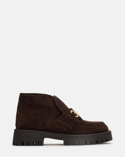 Steve Madden Leon Platform Loafers Women's 11M Brown Suede Slip On Shoes ZAP2949