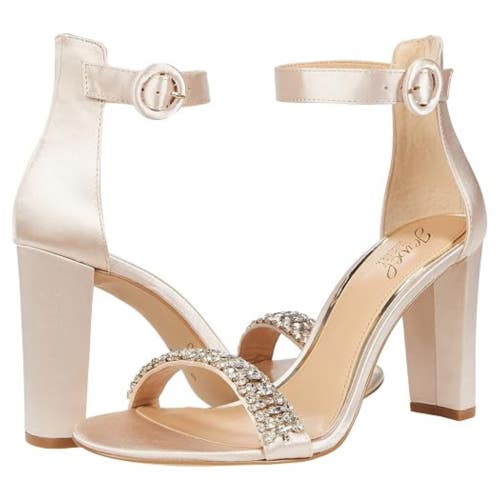 Jewel Badgley Mischka Jameson Dress Sandals Women's 10 Gold Ankle Strap ZOGG4167