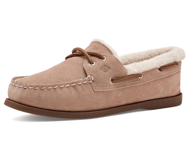 Sperry Top-Sider Authentic Original Women 7 Tan Leather 2-Eye Boat Shoe ZOGG4218