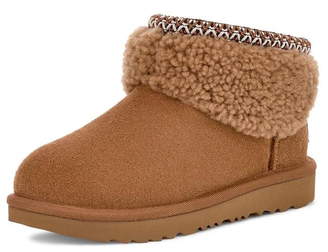 UGG Classic Ultra Mini Maxi Curly 1157730K Kids 5 Chestnut Suede Ankle ZOGG4202