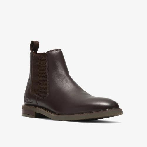 Clarks Jaxen Easy 26327312 Boots Men's Brown Leather Round Toe Chelsea LIQ1926
