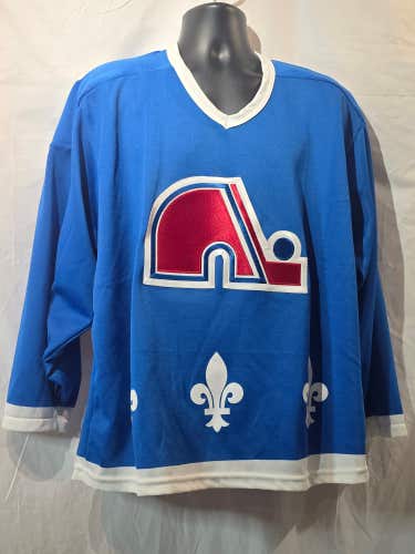 Vintage Made in Canada CCM Maska Quebec Nordiques Blank Blue Hockey Jersey Men's Large