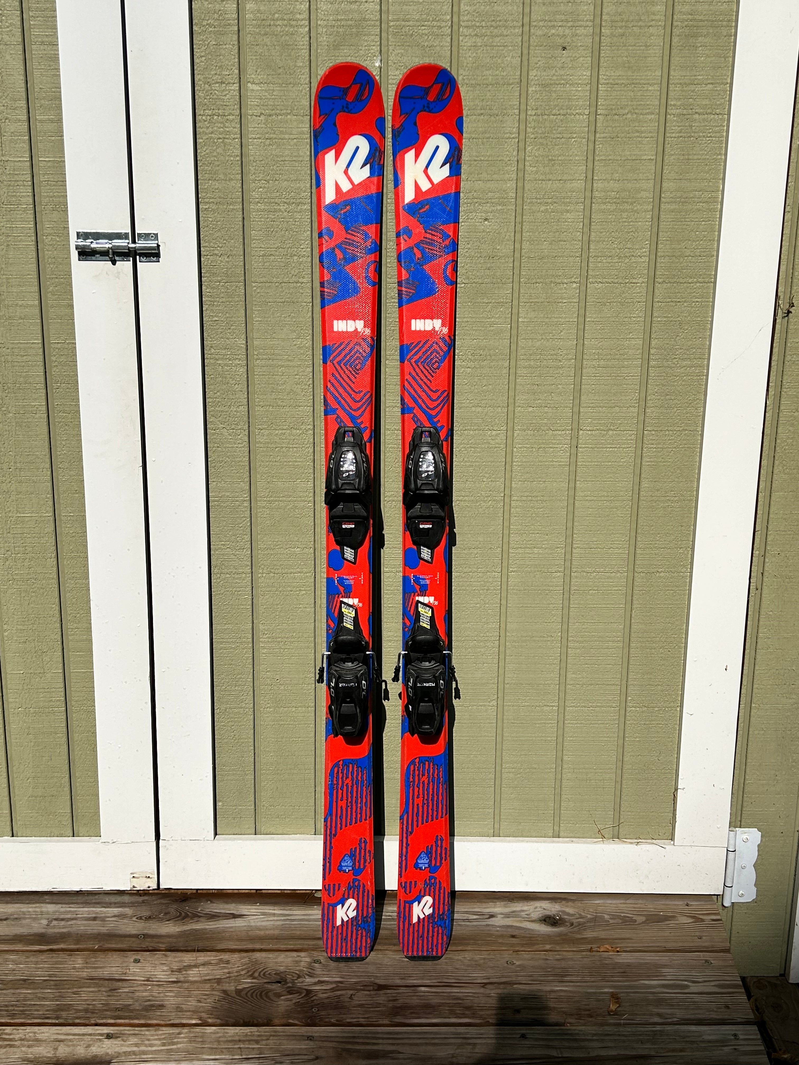 Kid's All Mountain 136 cm K2 Indy Skis With Bindings (Used
