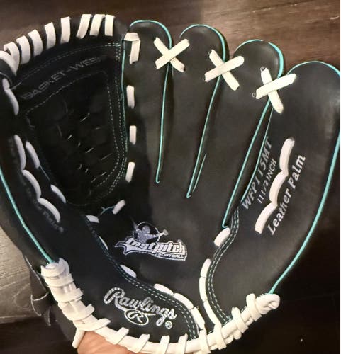 Looks & Feels New Rawlings Fastpitch Softball Glove 11.5" RHT WFP115MT Basket Web Black Leather