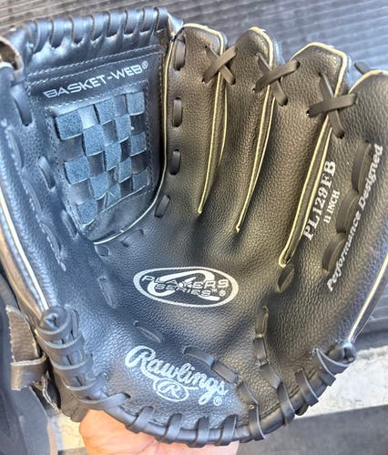 USED GREAT Condition - Rawlings PL129FB 11" Leather Baseball Glove Basket-Web Black/Silver RHT