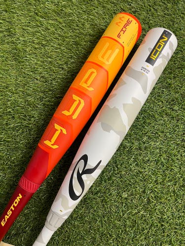 Easton Hype Fire + Rawlings Icon 2025 USSSA Bat Combo (-8)