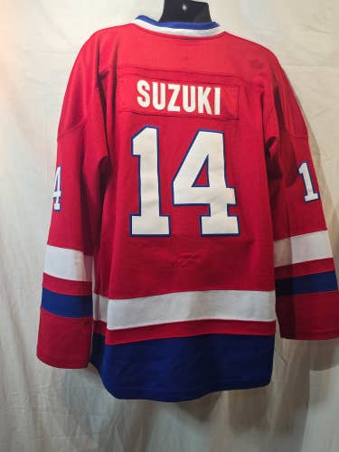 Custom Montreal Canadiens Nick Suzuki #14 Reverse Retro Style Hockey Jersey Large L