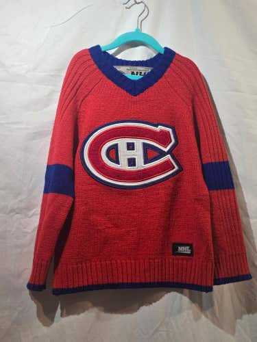 Vintage NHL Ilanco Montreal Canadiens Blank Red Heavy Knit Sweater Youth Size XS TP