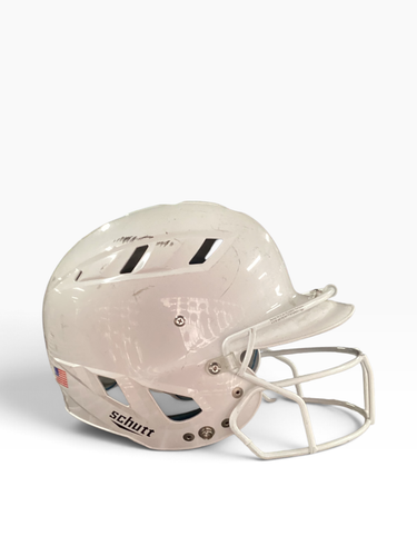 Used Schutt BASEBALL HELMET Batting Helmet w/Mask White One Size 11443-S000200436