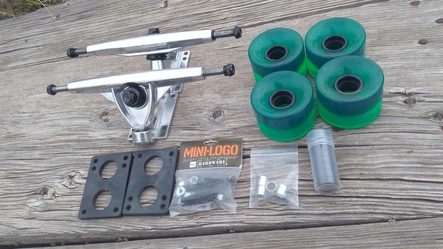 Longboard Kit 180mm RKP Silver Trucks 65mm 83A Wheels Ceramic Bearings Hardware