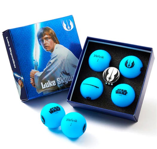 Volvik Vivid Soft Golf Balls (Luke Skywalker, Blue, 4pk) Star Wars Gift Set NEW