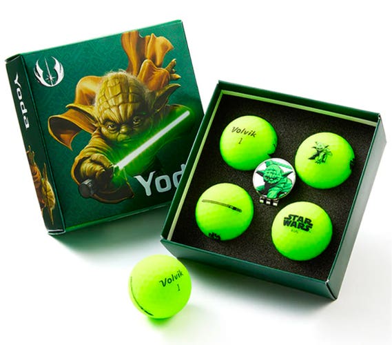 Volvik Vivid Soft Golf Balls (Yoda, Green, 4pk) Star Wars Gift Set NEW