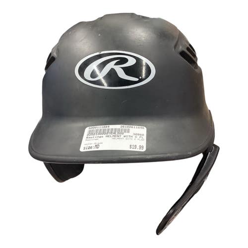 Used Rawlings HELMENT WITH C FLAP Batting Helmet No Mask Black MD 11846-S000111884