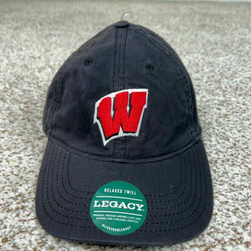 Wisconsin Badgers Hat Mens Adjustable Black Embroidered Cap Legacy College NCAA